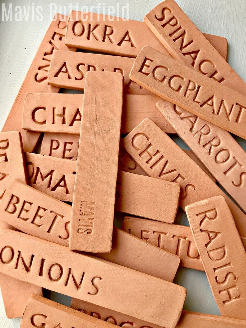 Handmade Redware Clay Garden Markers: Minimalist Plant Labels - Etsy | Etsy (Global)