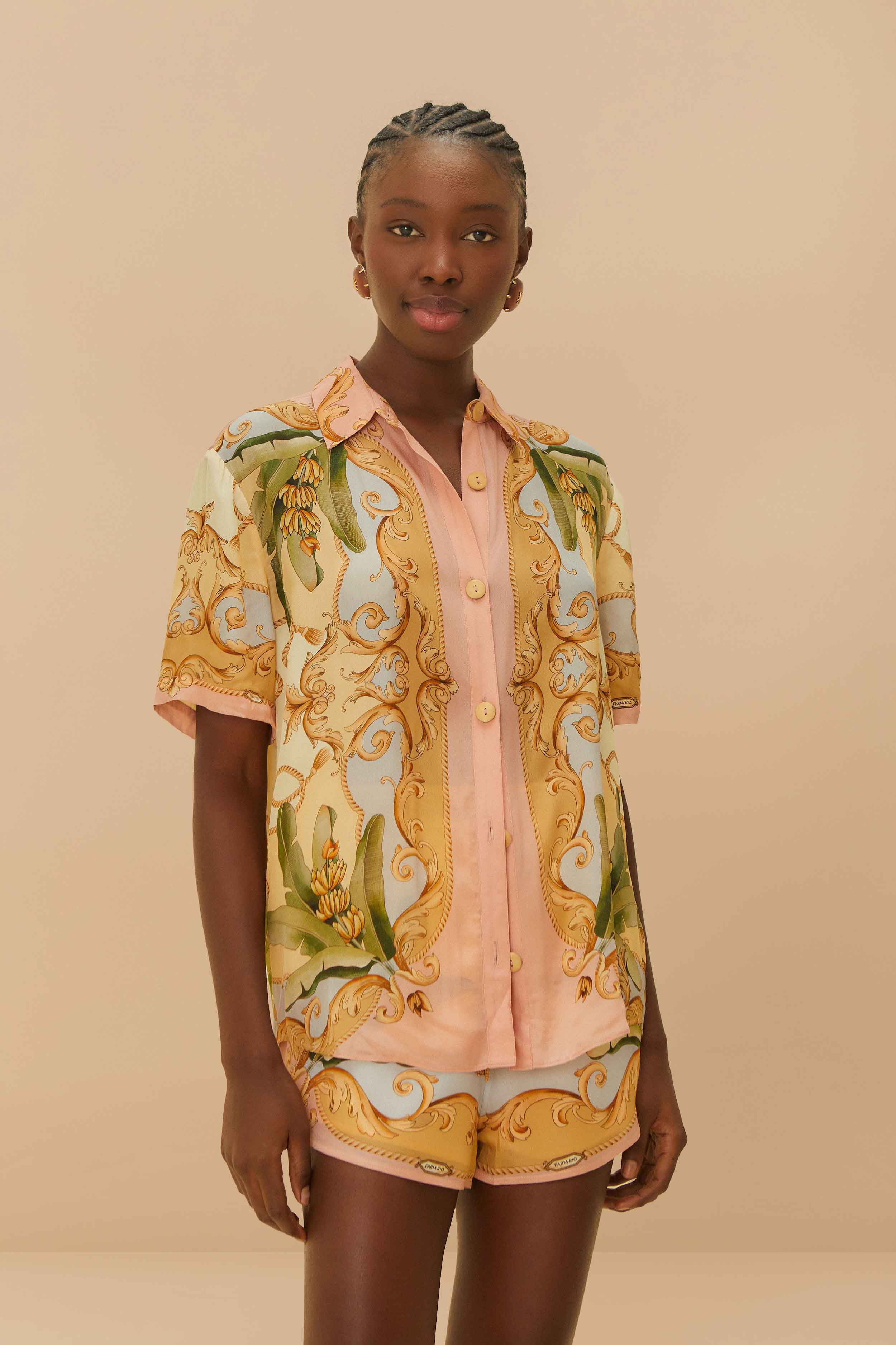 Multicolor Banana Royalty Kaleidoscope Shirt | FarmRio (US)