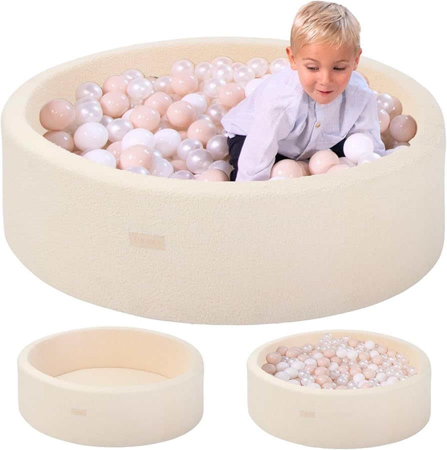 Sherpa Foam Ball Pit for Toddlers - 40 Inch Beige Baby Ball Pit Soft Round and Easy to Set or Cle... | Amazon (US)