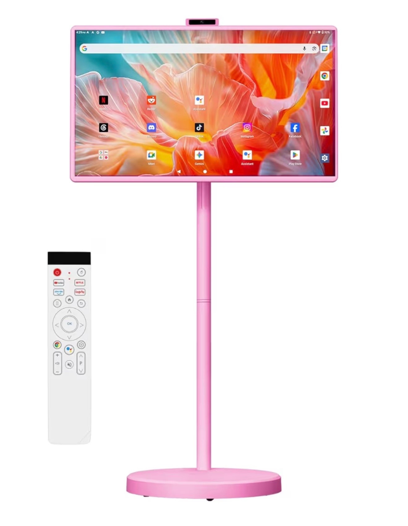 VLH 32 Inch Portable Smart TV on Wheels, 1080P Touchscreen TV with Built-in 38,400mAh Battery, Android 15, 8GB RAM + 128GB Storage, 5MP Camera, Voice Remote for Bedroom, Kitchen, Office(Pink)

#LTKHome #LTKmomlife #LTKActive