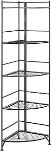 Convenience Concepts Xtra Storage 5 Tier Folding Metal Corner Shelf, Black | Amazon (US)