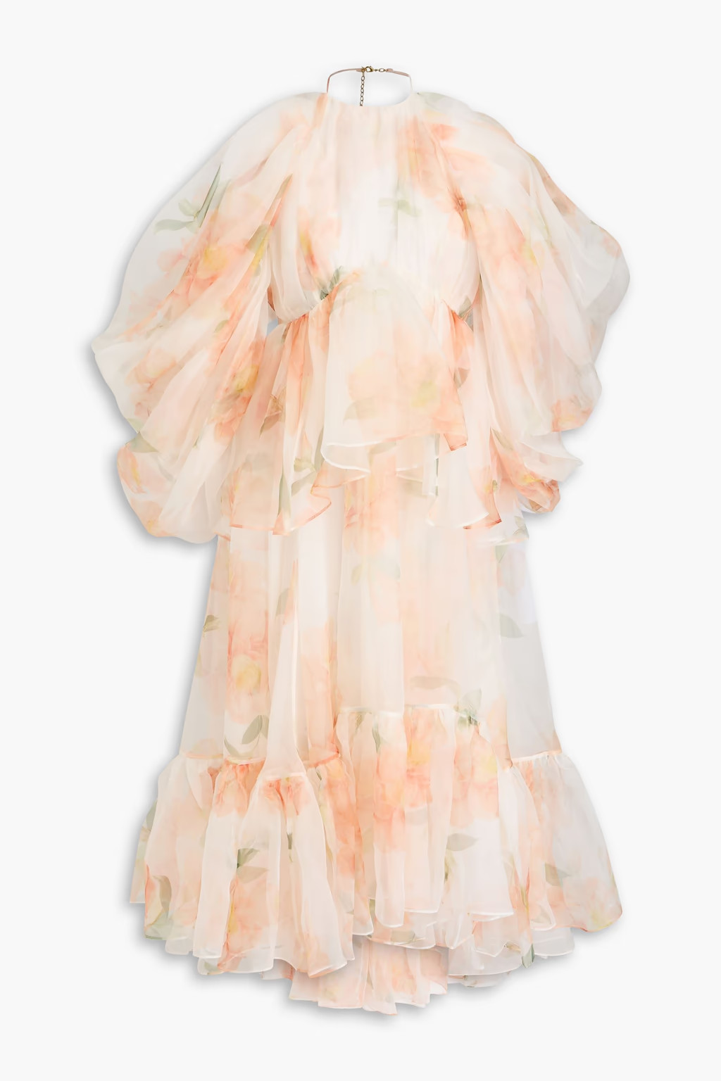 Cold-shoulder ruffled floral-print silk-organza maxi dress | The Outnet (US and CA)