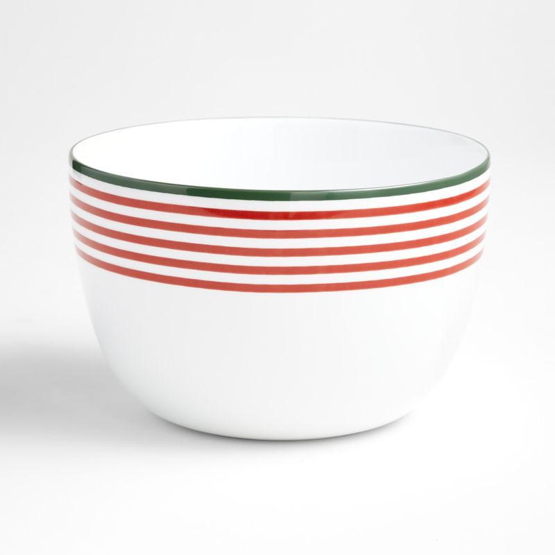 Holiday Stripe Medium Mixing Bowl | Crate and Barrel | Crate & Barrel