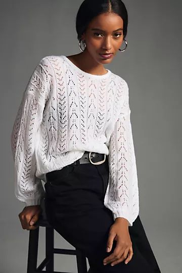 Bishop + Young Pointelle Crewneck Sweater | Anthropologie (US)