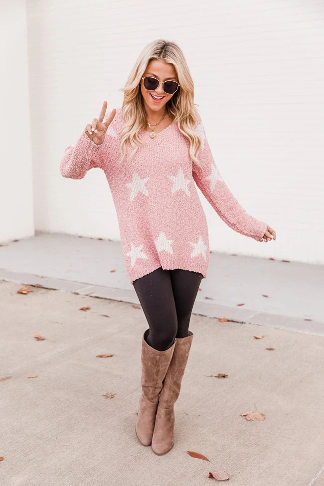 Above Standard Pink Star Sweater | The Pink Lily Boutique