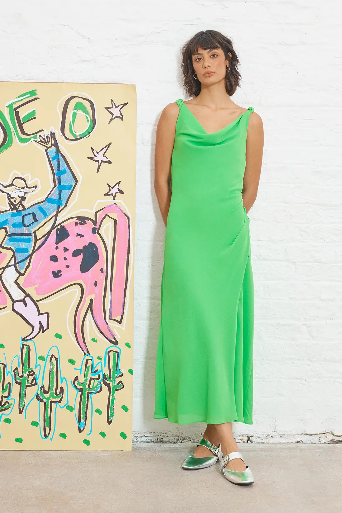 Dresses | Tony Chiffon Cowl Button Wrap Midi Slip Dress | Warehouse | Boohoo.com (UK & IE)