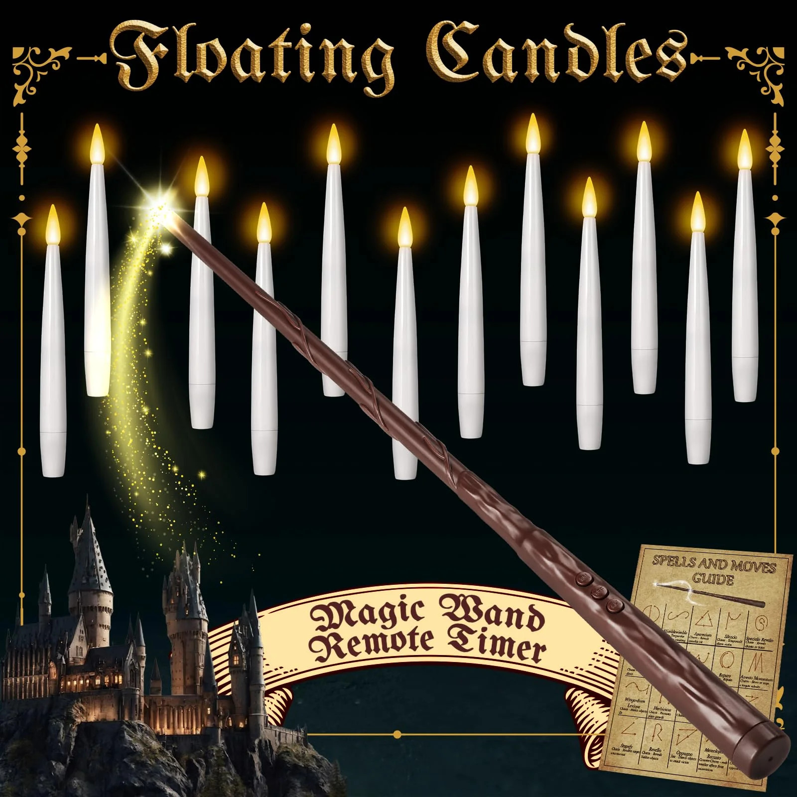 COCOBELA Floating Candles with Wand Remote Timer - Magic LED Hanging Flameless Taper Candles Flic... | Walmart (US)