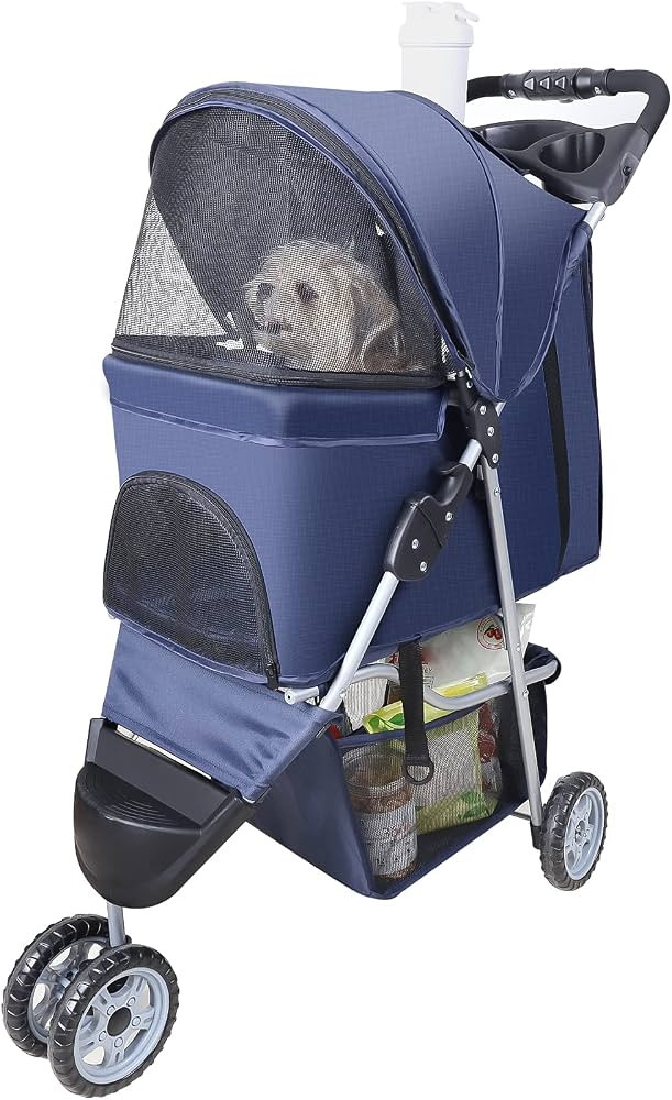 Pet Strollers for Small Medium Dogs & Cats, 3-Wheel Dog Stroller Folding Flexible Easy to Carry f... | Amazon (US)