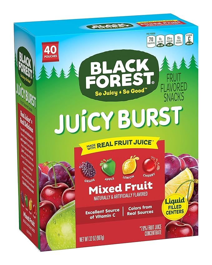 Black Forest Juicy Burst Fruit Snacks, Mixed Fruit Flavors, 0.8 Ounce Pouches (40 Count) | Amazon (US)