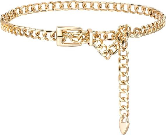 Chain Belts Leather Waist Belt for Women Layered Metal Chain Belt | Amazon (US)