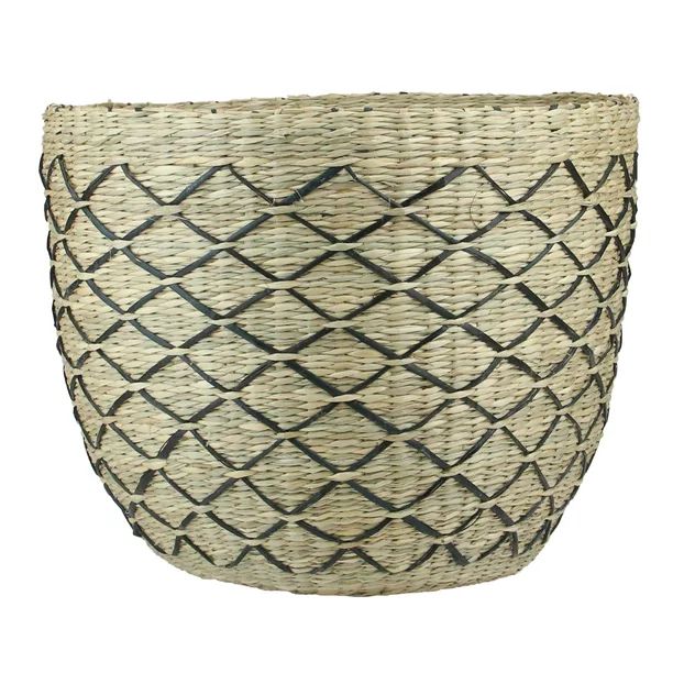 12" Natural Brown and Black Woven Lattice Seagrass Basket | Walmart (US)