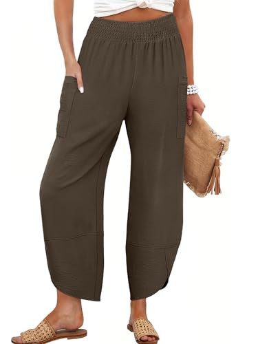 ANRABESS Womens Wide Leg Palazzo Capri Pants 2026 Summer Casual High Waisted Barrel Lounge Flowy ... | Amazon (US)