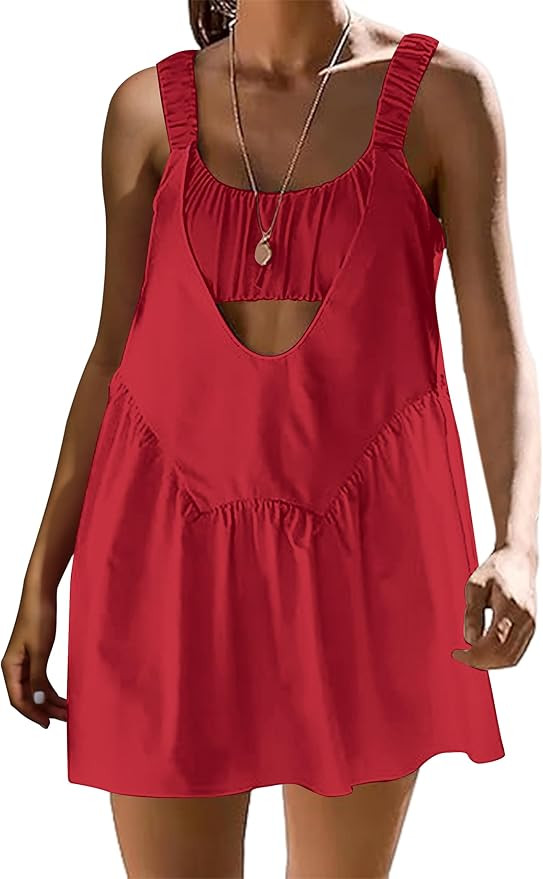 Lauweion Women Tennis Dress with Shorts Workout Hot Shot Mini Dress with Built in Bra Athletic 2 ... | Amazon (US)