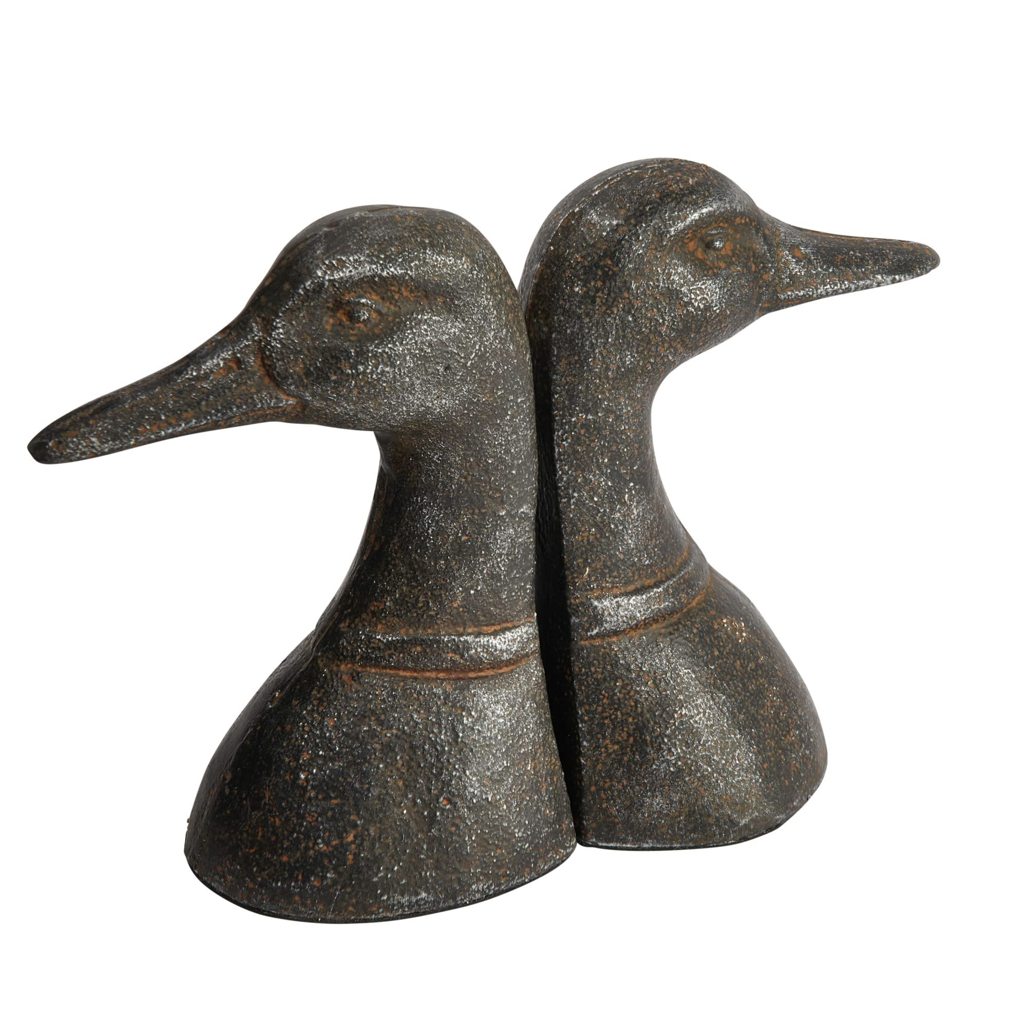 Creative Co-Op Decorative Distressed Cast Metal Duck Head Bookends, Black, Set of 2 | Amazon (US)