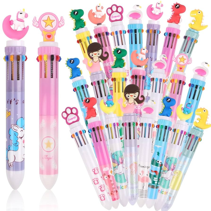 CCINEE 24pcs Fun Multicolor Ballpoint Pen for Kids, Cute Retractable Writing Pen Bulk Stationery ... | Amazon (US)