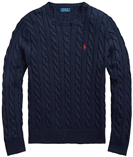 Polo Ralph Lauren - Men's Cable Knit Cotton Sweater, Fall/Winter 2021 Hunter Navy, M | Amazon (US)