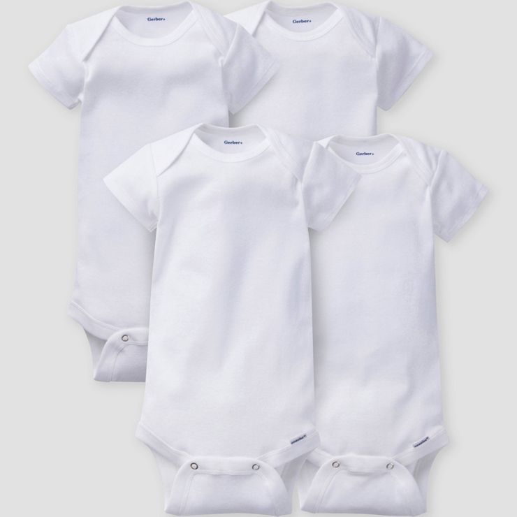 Gerber Baby 4pk Short Sleeve Onesies - White | Target