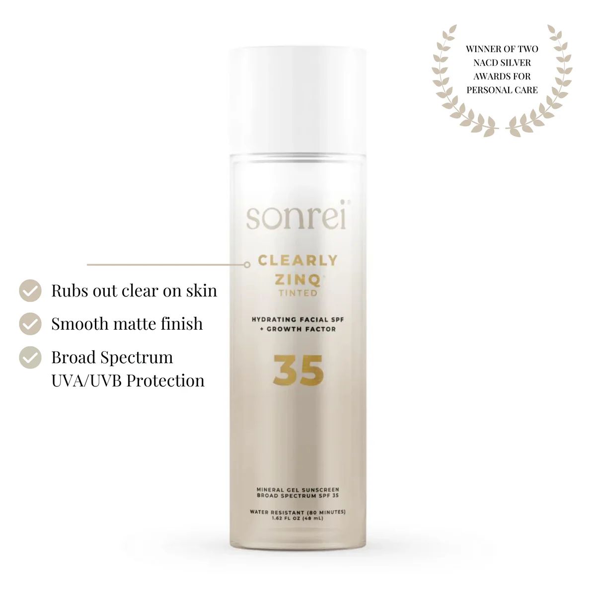 Clearly Zinq® Hydrating Facial SPF 35 + Growth Factor Sunscreen Minera | Sonrei