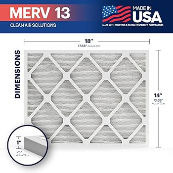 BNX TruFilter 14x18x1 Air Filter MERV 13 (6-Pack) - MADE IN USA - Electrostatic Pleated Air Condi... | Amazon (US)