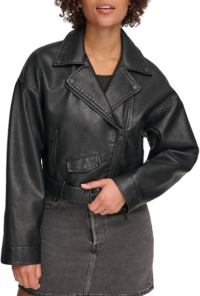 Levi's Women's Faux Leather Cropped Moto Jacket | Amazon (US)