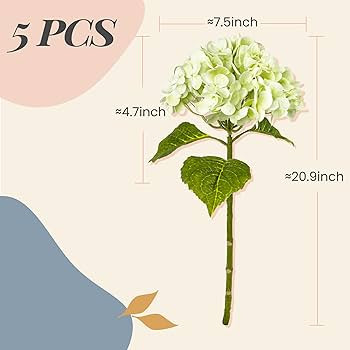 Yatim 21In Light Green Artificial Hydrangea Flowers 5 Pcs Fake Hydrangea Silk Flowers for Wedding... | Amazon (US)