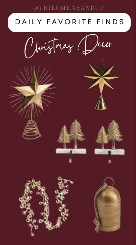 Gold Christmas decor, stocking holders, gold bell garland, gold star tree topper, gold decorative bell, transitional Christmas decor, tree star, Christmas tree star

#LTKfindsunder50 #LTKSeasonal #LTKHoliday
