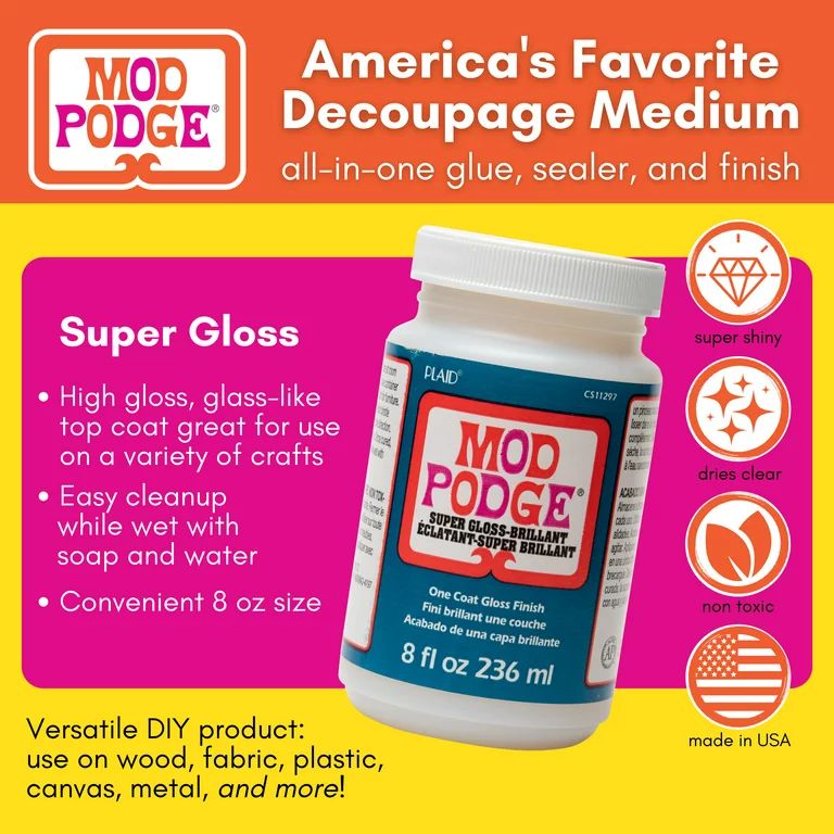 Plaid Mod Podge, Super Gloss, 8 fl oz | Walmart (US)