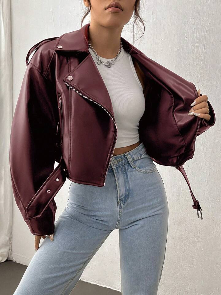 SHEIN MOOSTA Women's Solid Color Minimalist Casual Long Sleeve Jacket For New Year Clothes | SHEIN