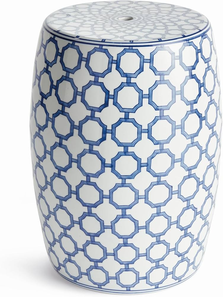 Napa Home & Garden Barclay Butera Dynasty Link Stool - Blue & White Ceramic Blue,White | Amazon (US)