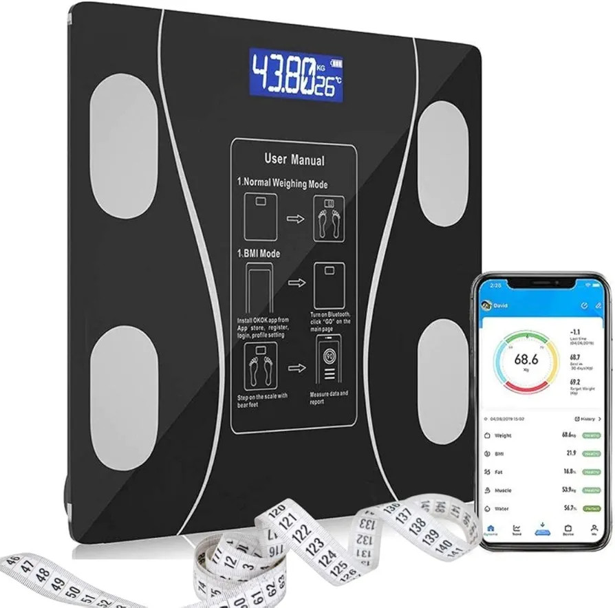Balança Digital Bioimpedância Com Bluetooth Aplicativo Peso Analisador Corporal Gordura 180kg | Amazon (BR)