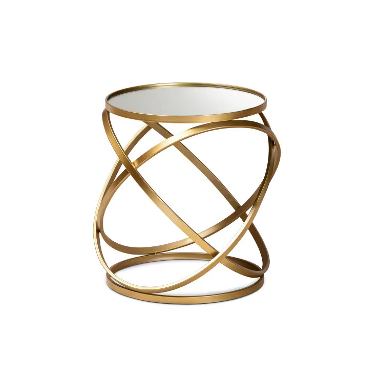 Desma Glam with Luxe Metal and Mirrored Glass End Table Gold - Baxton Studio | Target