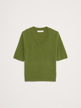 Lightweight Cashmere V-Neck Short-Sleeve Sweater | Banana Republic (US)