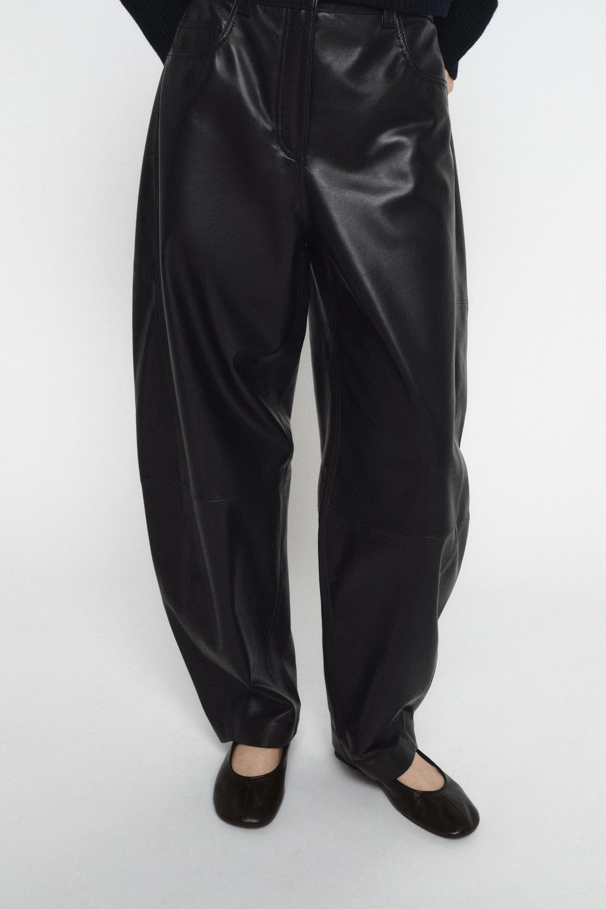 ZW COLLECTION LIMITED EDITION LEATHER BARREL PANTS | Zara US