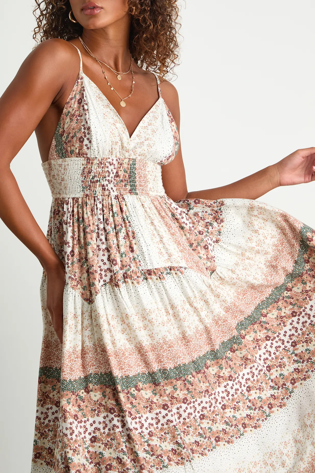Aralline Ivory Boho Floral Sleeveless Maxi Dress | Lulus