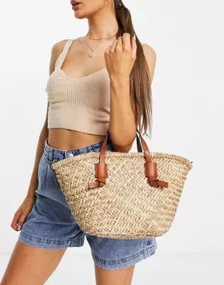 Mango straw bag basket bag in natural | ASOS (Global)