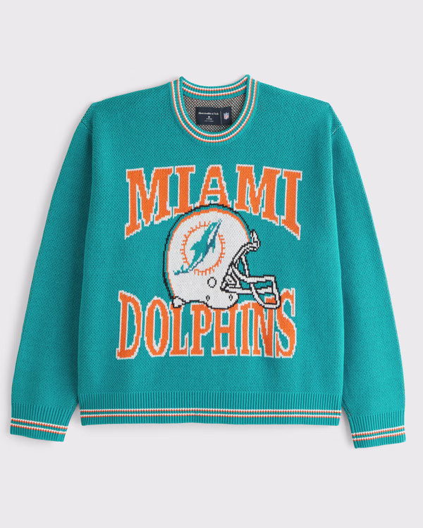Men's Miami Dolphins Crew Sweater | Men's Tops | Abercrombie.com | Abercrombie & Fitch (US)