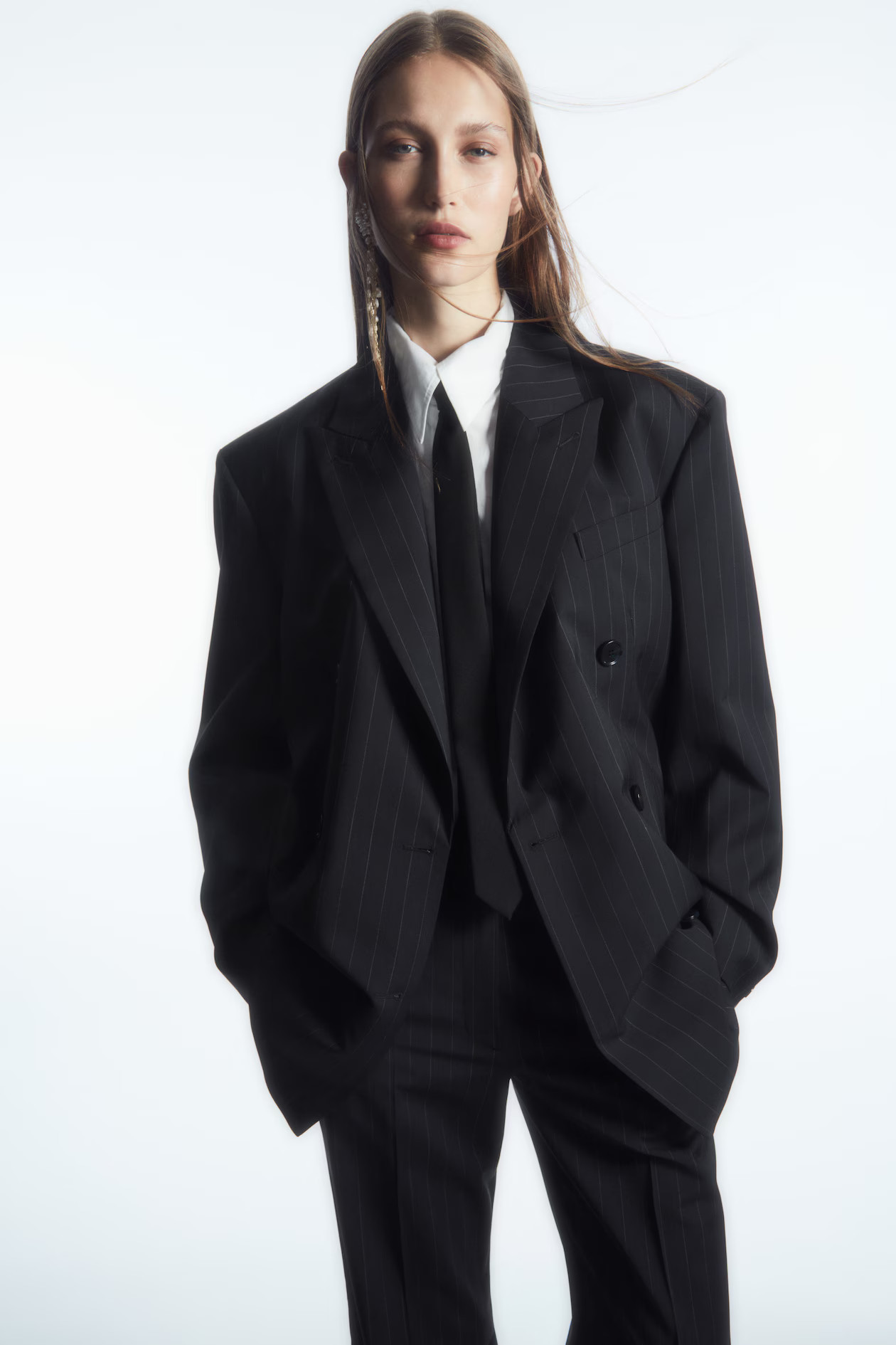 OVERSIZED PINSTRIPED WOOL BLAZER | COS (AU)