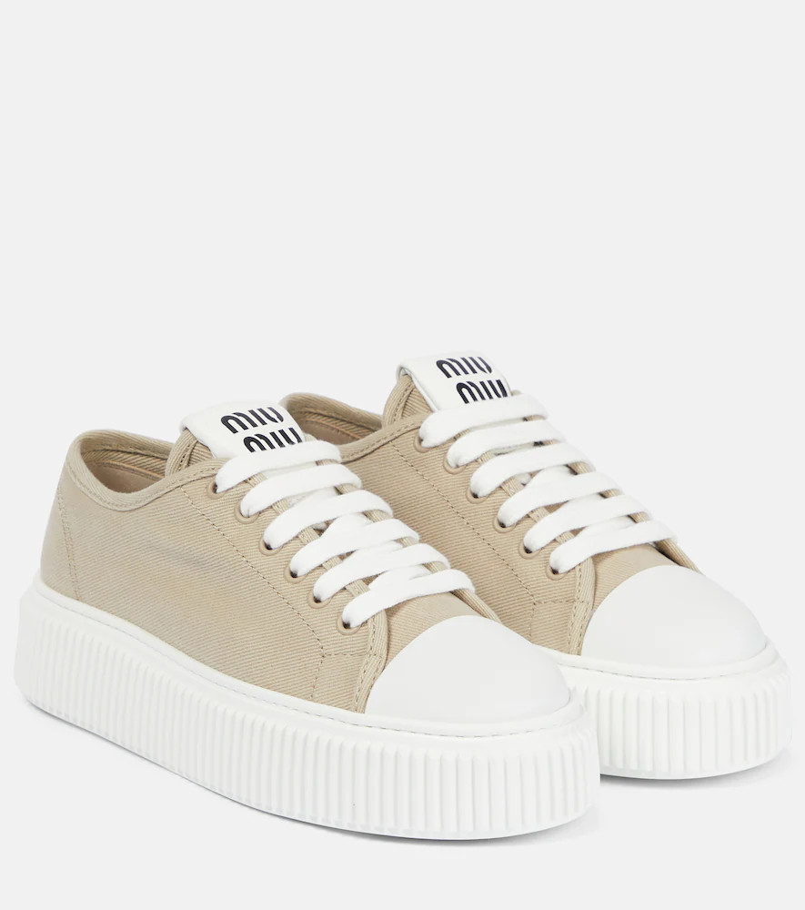 Miu Miu Cotton canvas low-top sneakers | Mytheresa (UK)