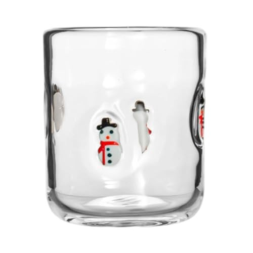 GEVPWj Christmas Icon Glasses Drinkware - 14 oz Stemless Juice Glass Cup with Snowman Snowflake Candy Canes Old Fashioned Hand Blown Drinking Cups for Xmas Party Gifts (Black) | Amazon (US)