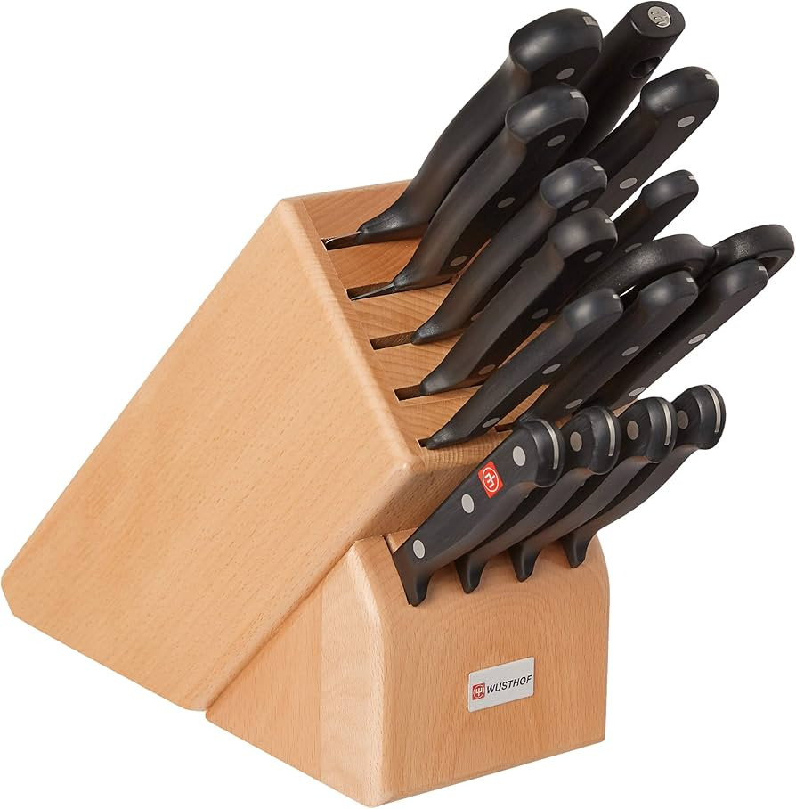 Wüsthof Gourmet Knife Block Set, One Size, Beechwood Block, Stainless Knives | Amazon (US)