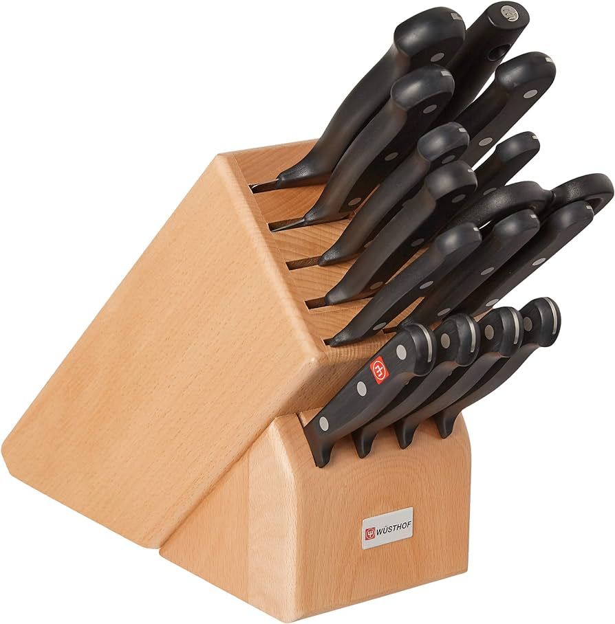 Wüsthof Gourmet Knife Block Set, One Size, Beechwood Block, Stainless Knives | Amazon (US)