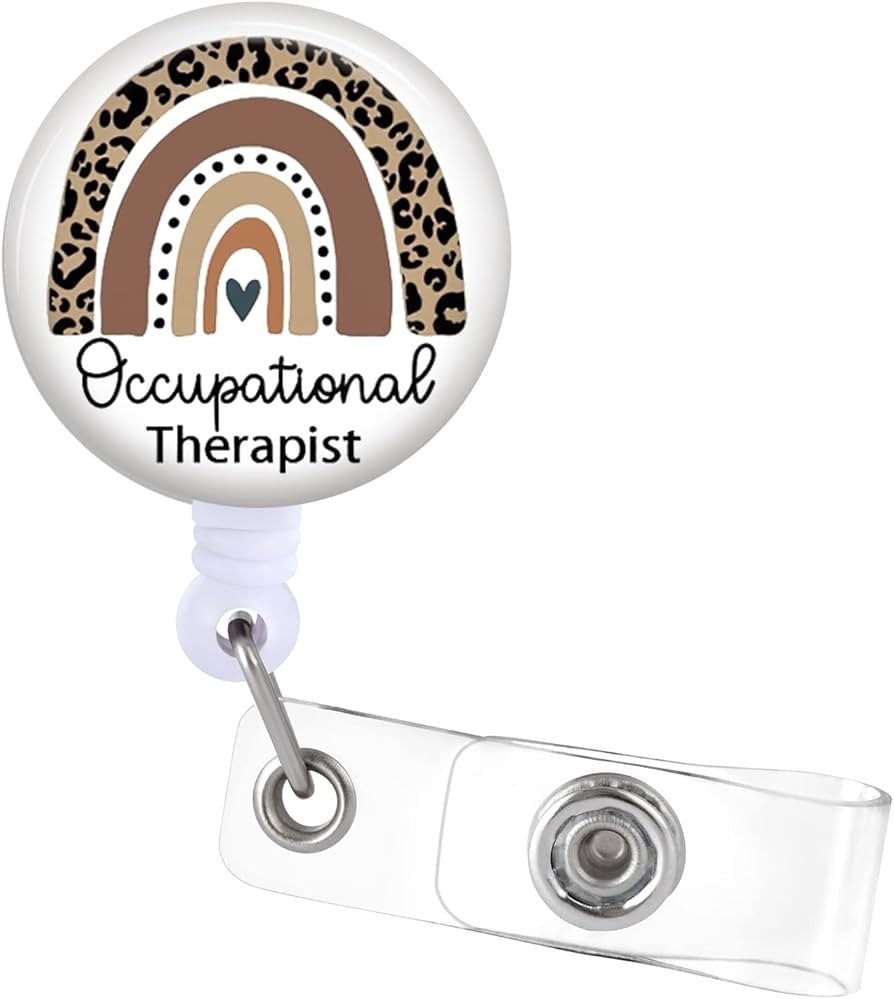 Occupational Therapist Badge Reels Holder Retractable with ID Clip for Nurse Name Tag Leopard Rainbo | Amazon (US)