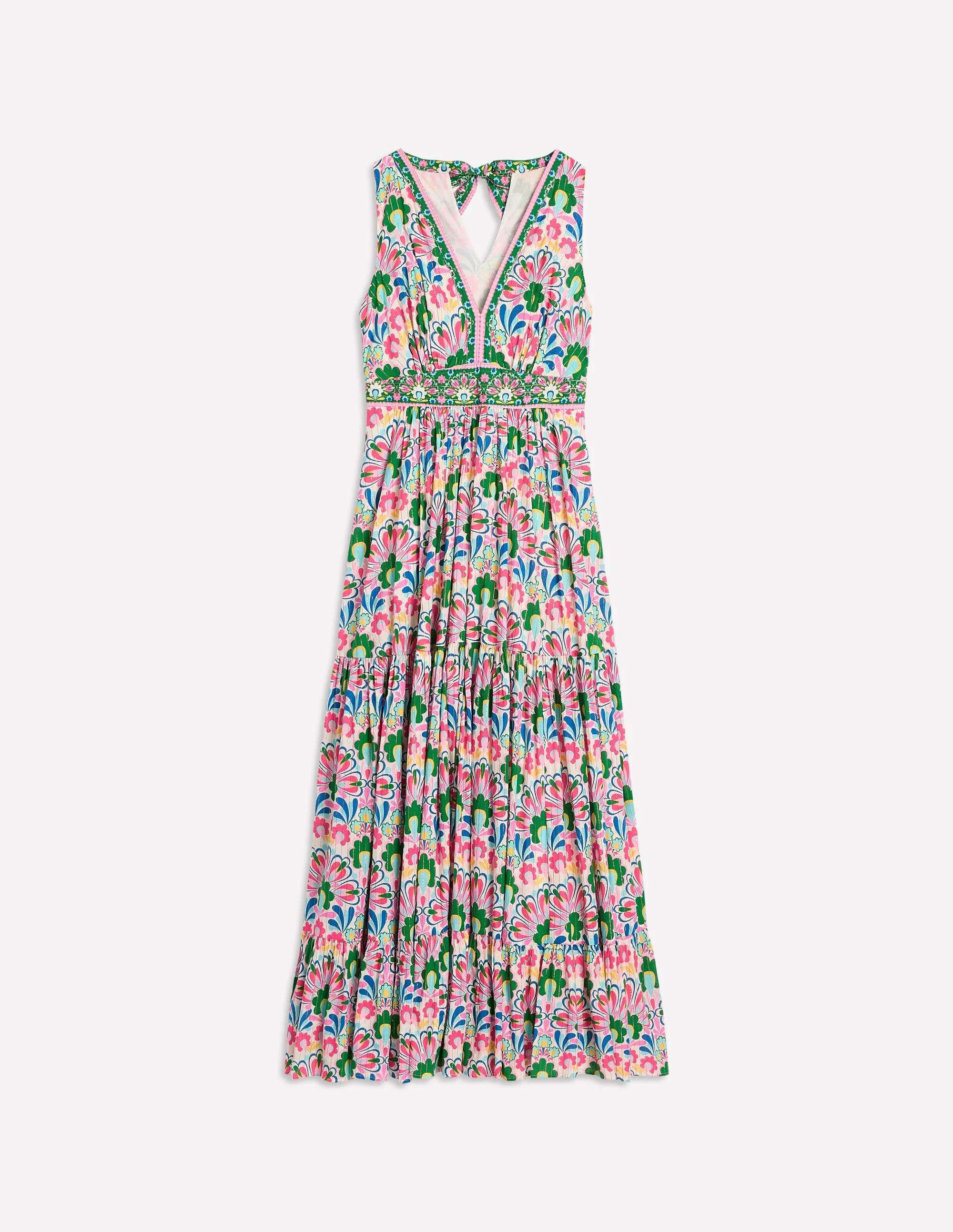 Serena Cotton Tie Maxi Dress-Multi, Decorative Dandelion | Boden (US)