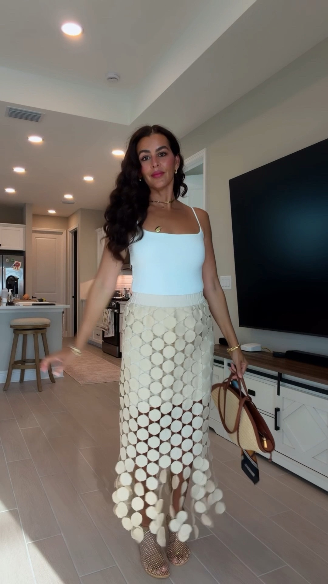 Size small in bodysuit also available in a tank top version is double layer and comes in a ton of colors. Size small in skirt, is so flattering comes in so many colors and it’s always on sale from Amazon. And this bag is everything is the perfect summer basket bag you can fit so much and super lightweight.
And the shoes they feel like you’re walking on so super comfy great for the summer and they give you that extra flair. Everybody’s gonna be asking you where did you got those shoes. @PARIS/64 @amazonfashion

#LTKootd #LTKSeasonal #LTKOver40
