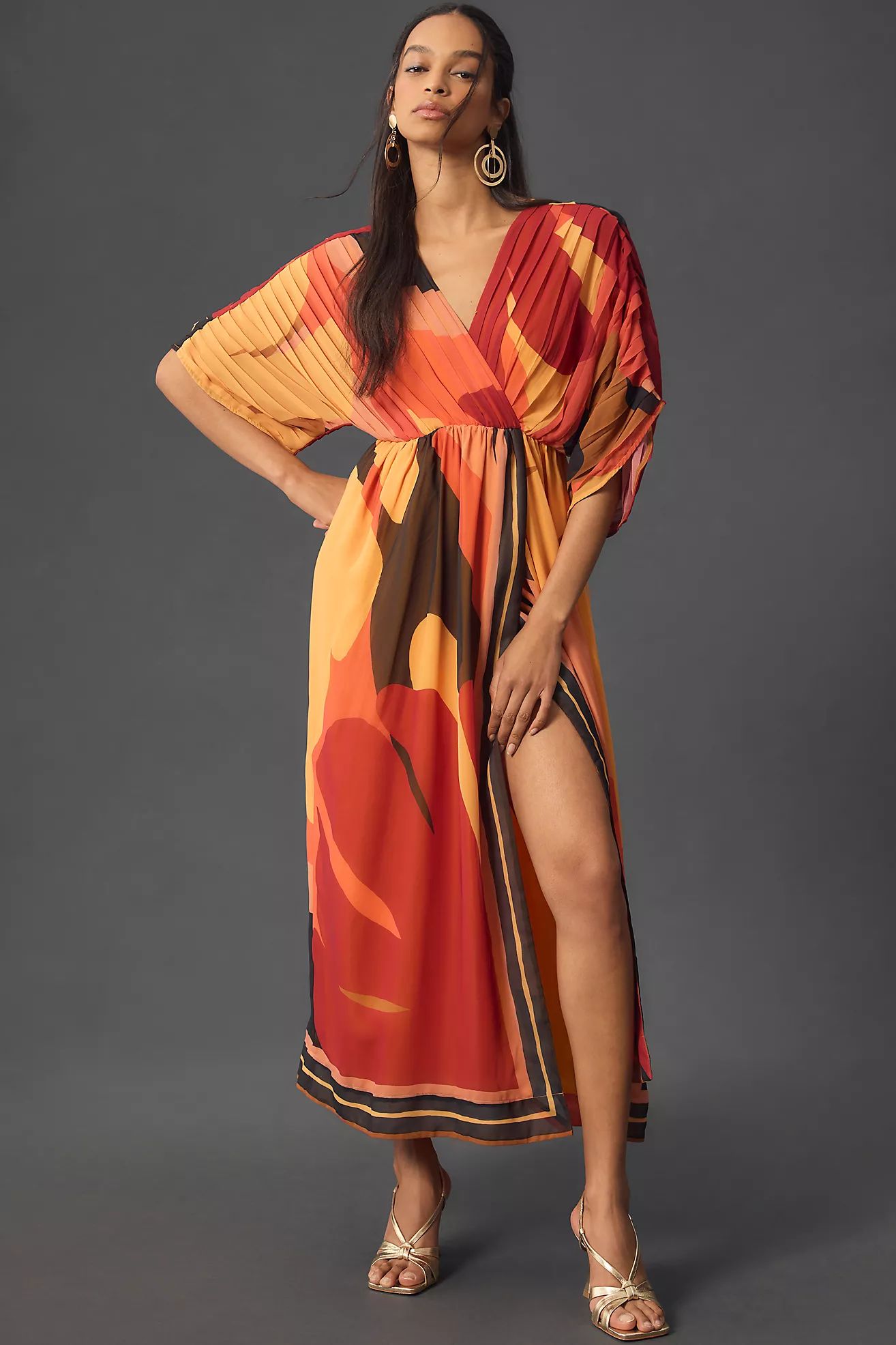 Farm Rio Short-Sleeve Wrap-Front Maxi Dress | Anthropologie (US)