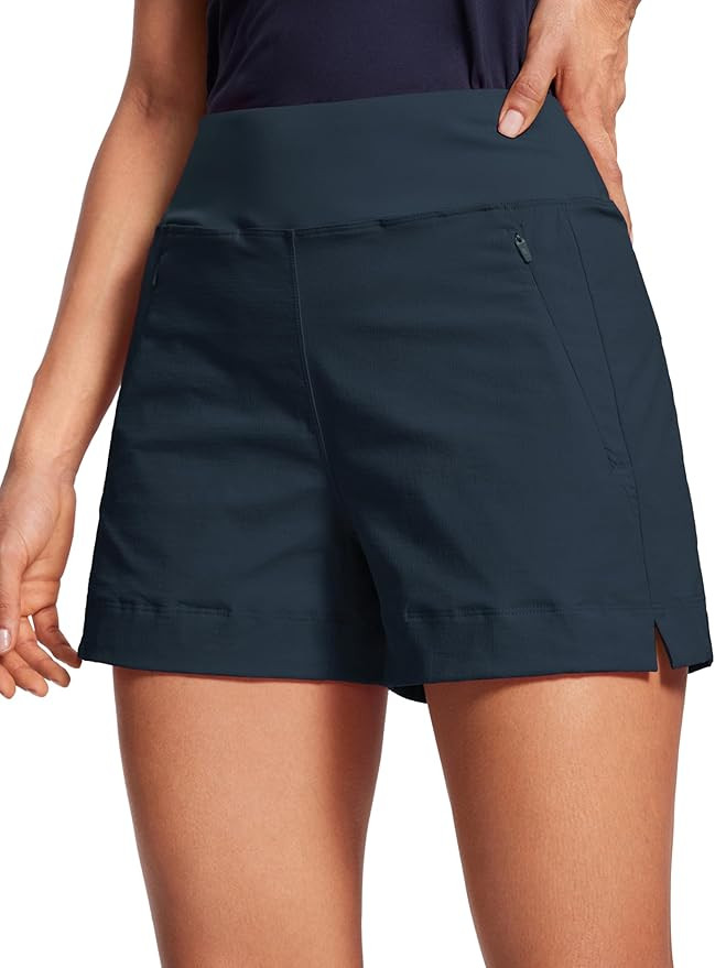 CRZ YOGA Women's Lightweight Mid Rise Hiking Shorts 4'' - Stretch for Athletic Summer Travel Outd... | Amazon (US)
