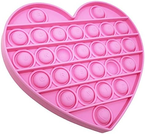 Happy Kids Pink Heart Push & Pop Fidget Toy with Alphabet Letters - Colorful Bubble Popping Silic... | Amazon (US)