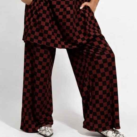 Dressed in Lala Leveled Up Ribbed Check Black Brown Playsuit Pants Women S | Poshmark