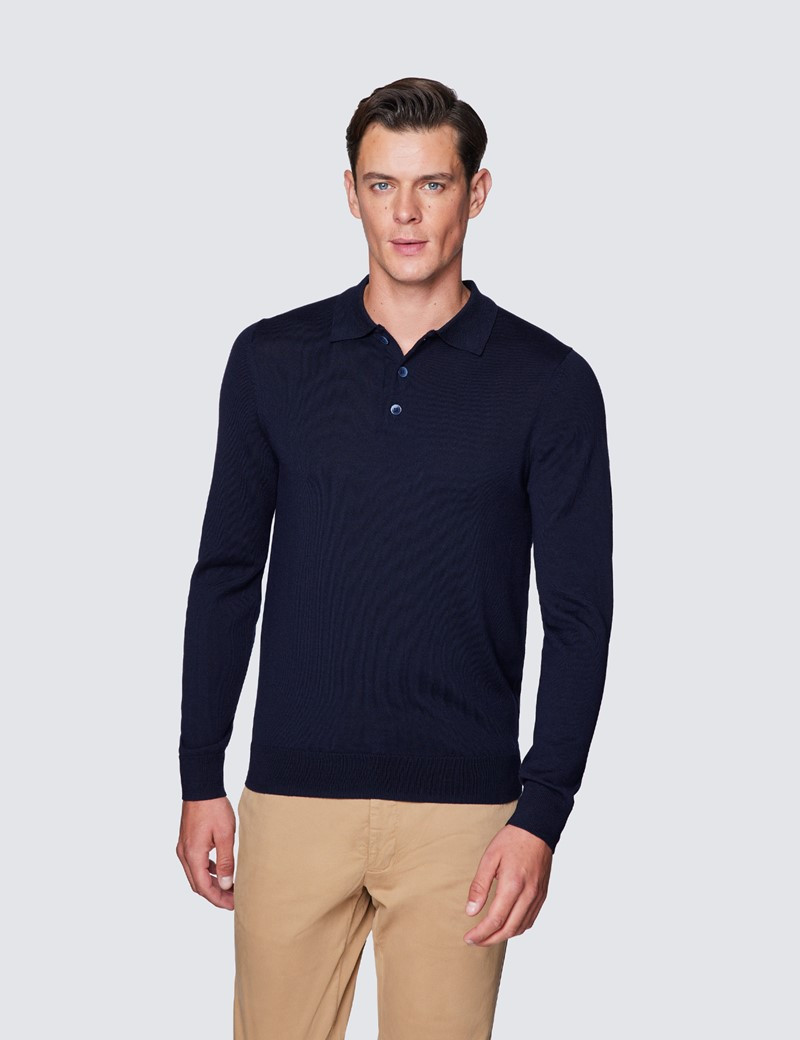 Merino Wool Polo Neck Sweater in Navy | Hawes & Curtis | USA | Hawes and Curtis (US & CA)