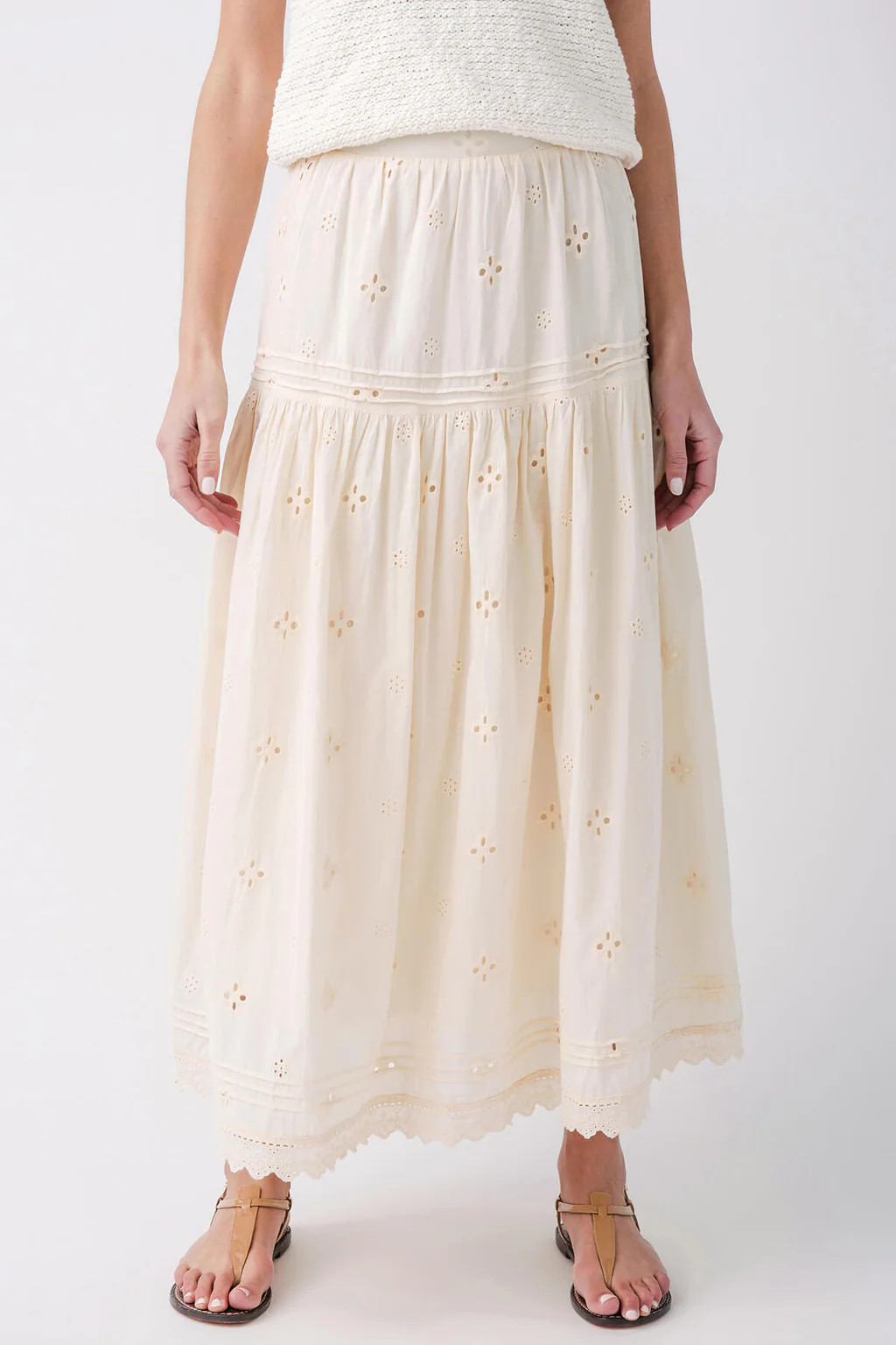 By Together Woven Cotton Eyelet Maxi Skirt | Social Threads